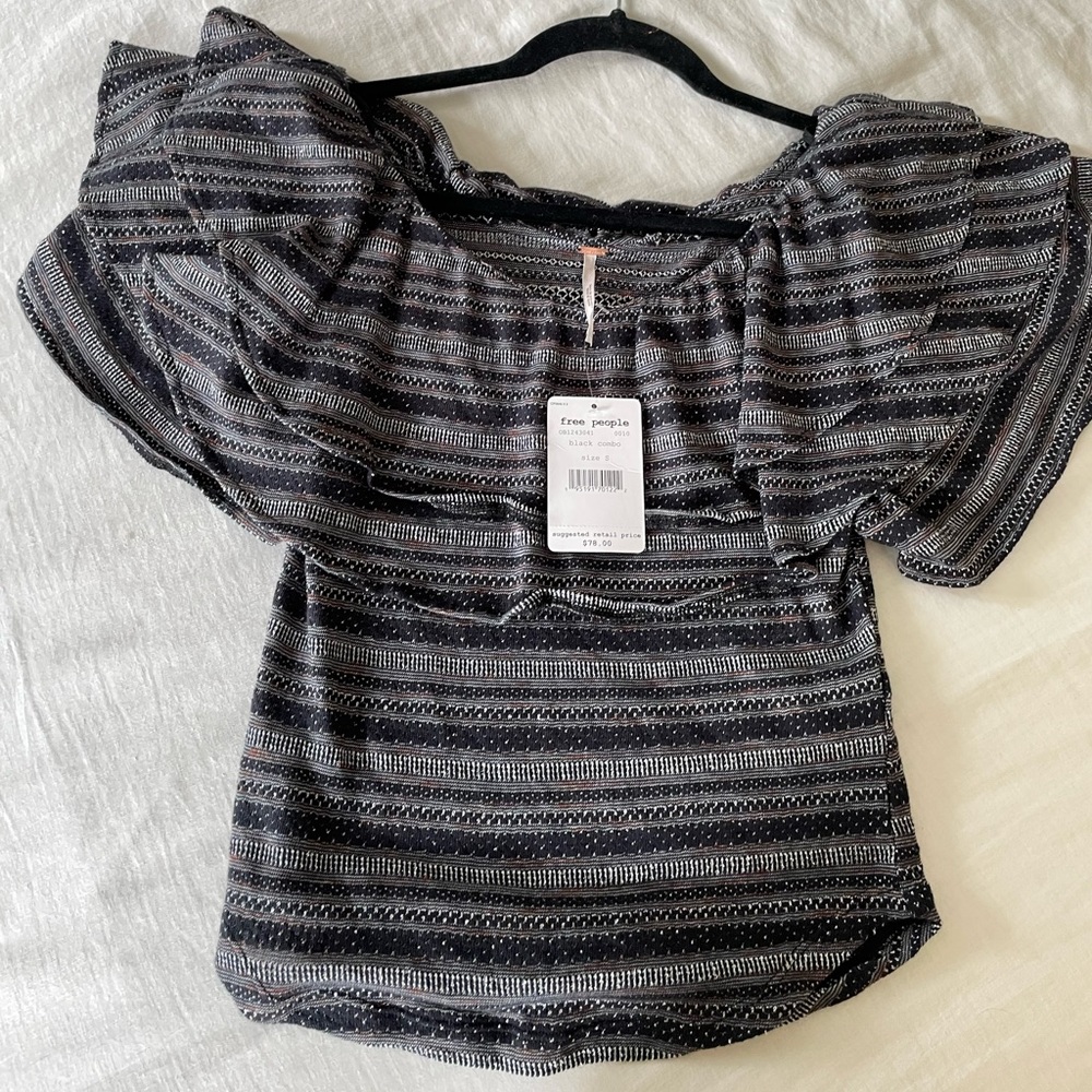 Free People Ruffle Patterned Top